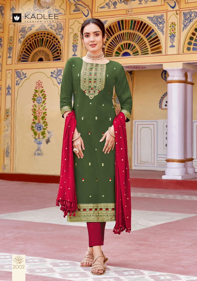 Virasat By Kadlee Muslin Embroidery Kurti With Bottom Dupatta Wholesale Clothing Suppliers In India
